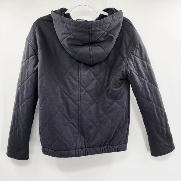 Avec Les Filles Charcoal Gray Diamond Quilted Hooded Full Zip Jacket Women's XXS - Picture 2 of 8